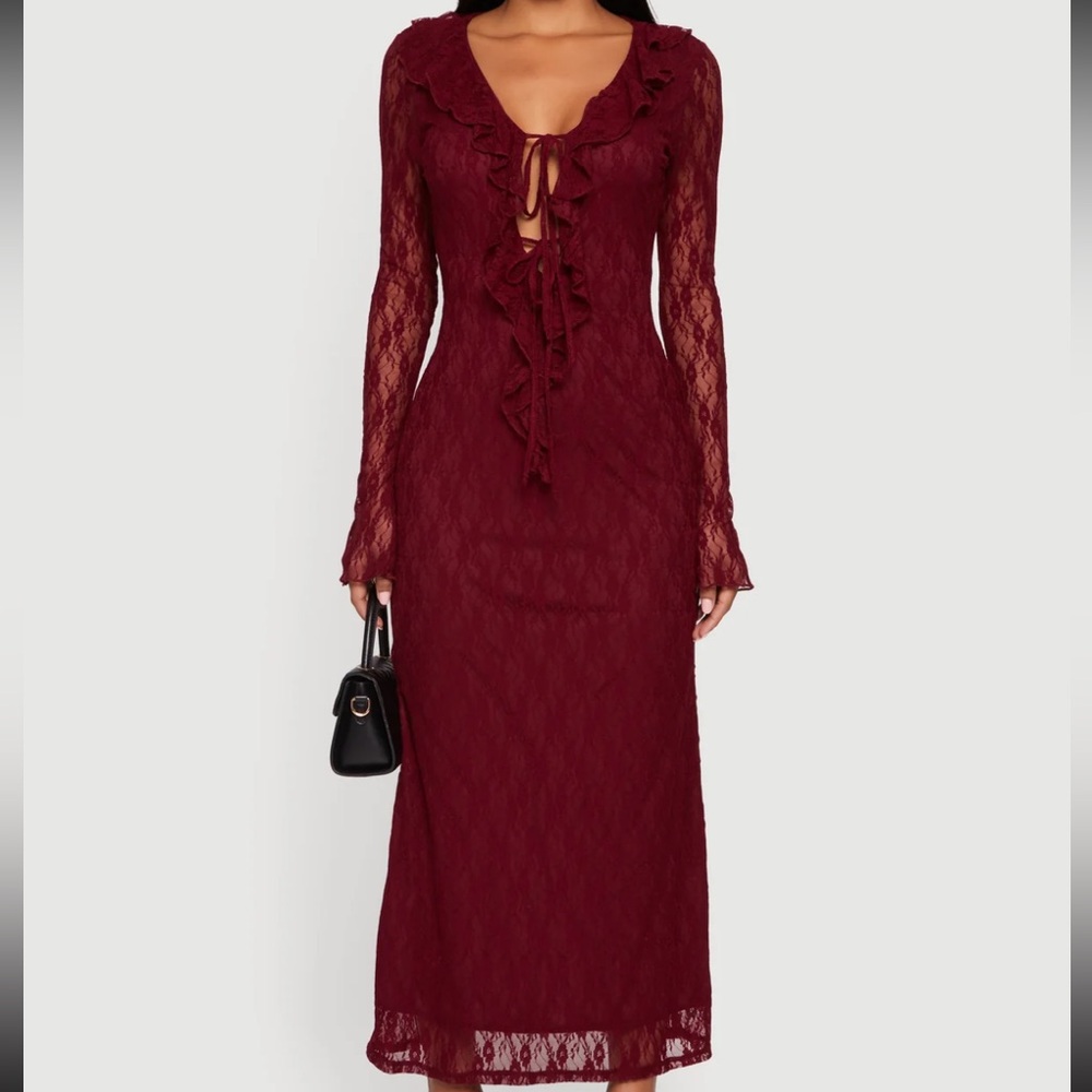 Elegant Burgundy Lace Dress